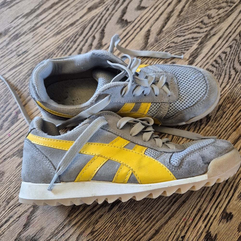 Gray and Yellow Athletic Sneakers